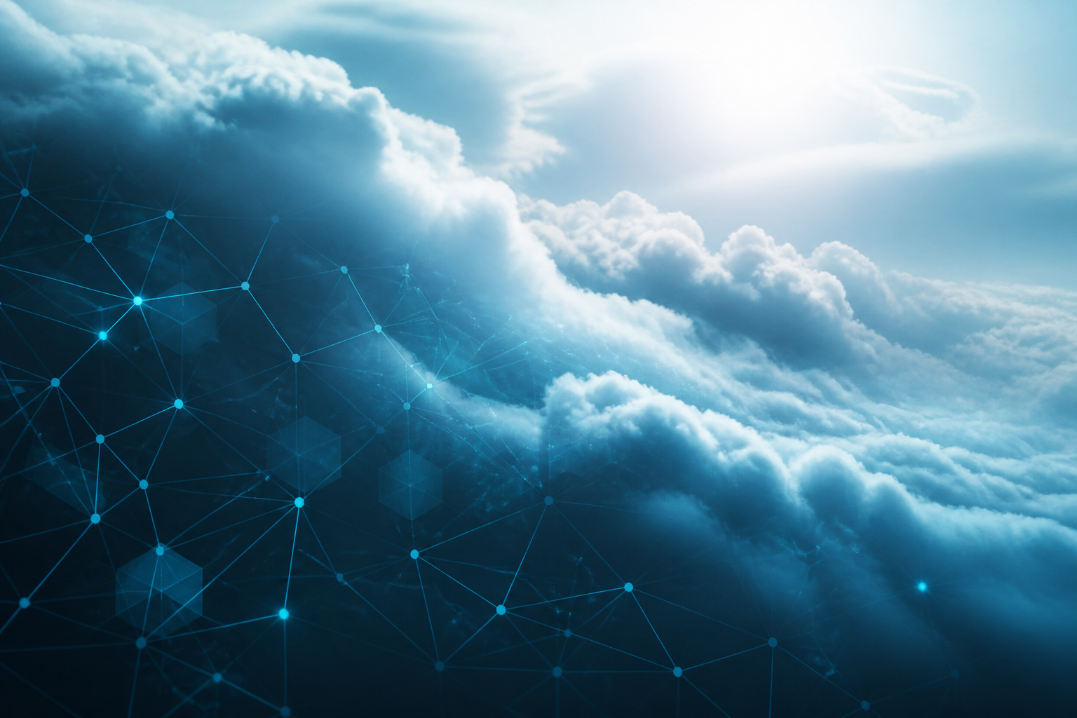 Abstract navy and teal atmospheric imagery representing secure Nimbus infrastructure